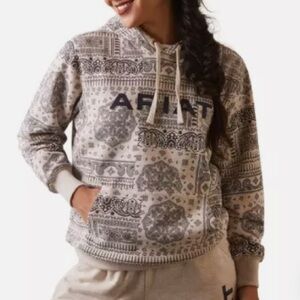 Ariat oatmeal periscope paisley print hooded sweatshirt womens XL New with tags